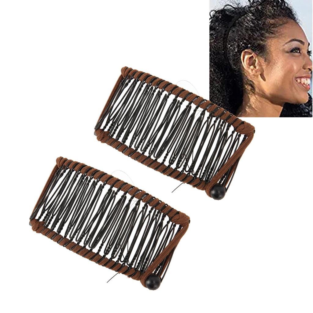 2Pcs Banana Hair Clips Metal Woven Thread Easy Simple Stylish Vintage Clincher Comb for Travel Family