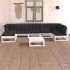 8 Pcs Garden Set with Cushions Solid Pine Wood
