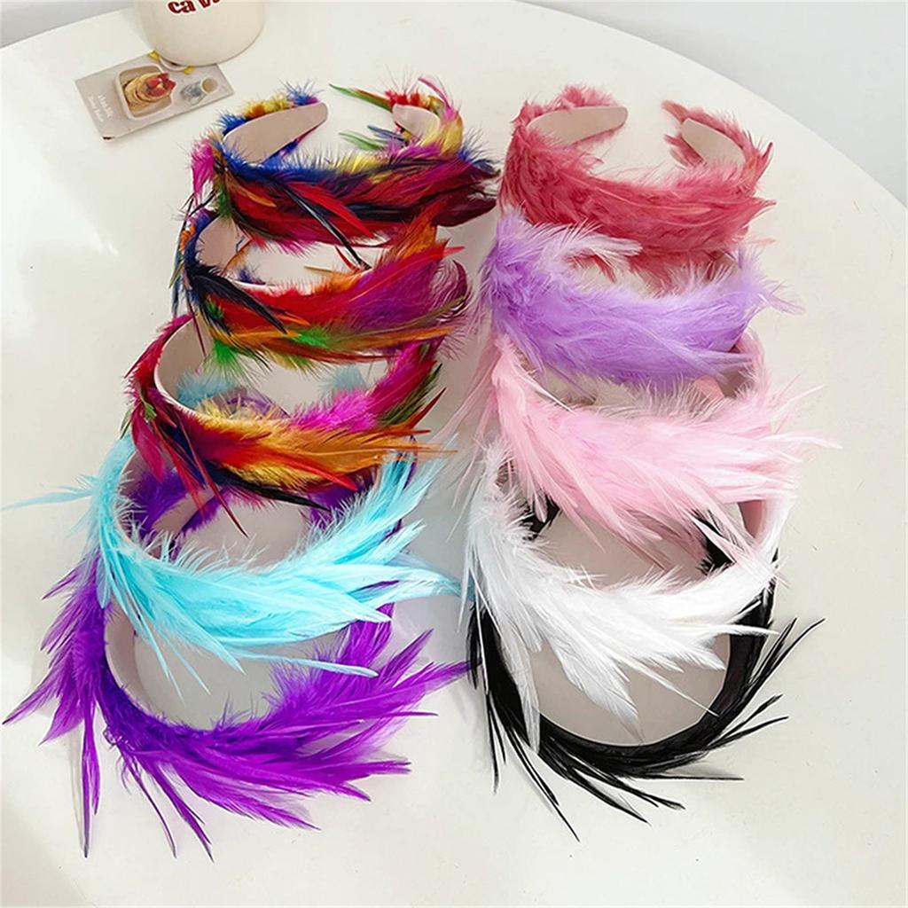 Tea Party Feather Fascinator Headband for Party Wedding Colorful Feather Fascinator Hair Hoop Cosplay Party Headdress