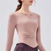 New Spring And Autumn V-neck Sport Top, Yoga Wear, Long-sleeved T-shirt, Professional Running, Quick-drying, Nude Slimming And Fitness Wear For Women