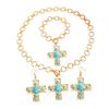 European & American Turquoise Rhinestone Jewelry Set: Necklace, Earrings, Bracelet Pendant for Women