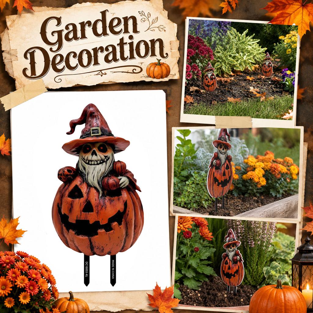 Pumpkin Garden Stake Decoration for Outdoor Plant Pots Patio Yard