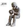 Odorless Skull Sculpture 3D Printed Sitting Skeleton Statue, Halloween Indoor Decor Figurines, Mini Decoration Figurine Home for Living Room