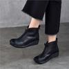Johnature Versatile Genuine Leather Women's Wedges Shoes Retro Cowhide Soft Soled Short Boots