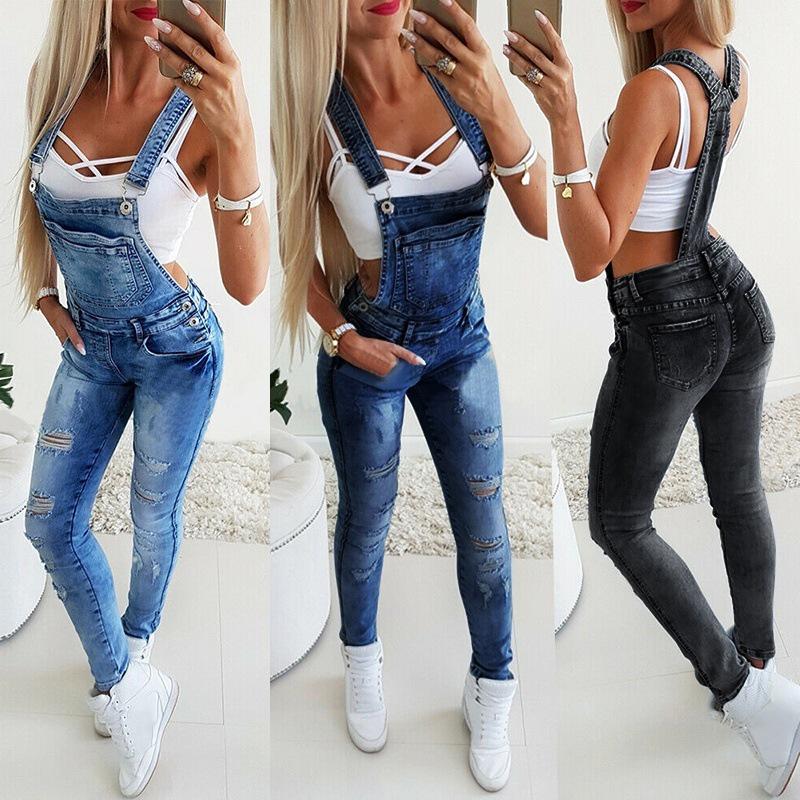 

Y-Shaped Wide-Band Denim Jumpsuit - Sexy, Tight-Fit Women s Overalls Extra Large