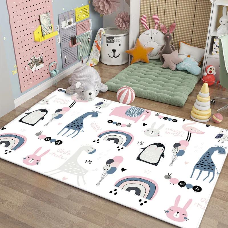 Cartoon Rugs for Bedroom Kids Cute Animal Carpet Modern Style Baby Mat Soft Children's Room Rug Non-slip Nordic Style Decoration