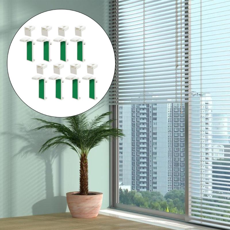 Opakowanie 8 łatwych w montażu uchwytów zaciskowych do rolet, mocnych, samoprzylepnych uchwytów do zasłon okiennych