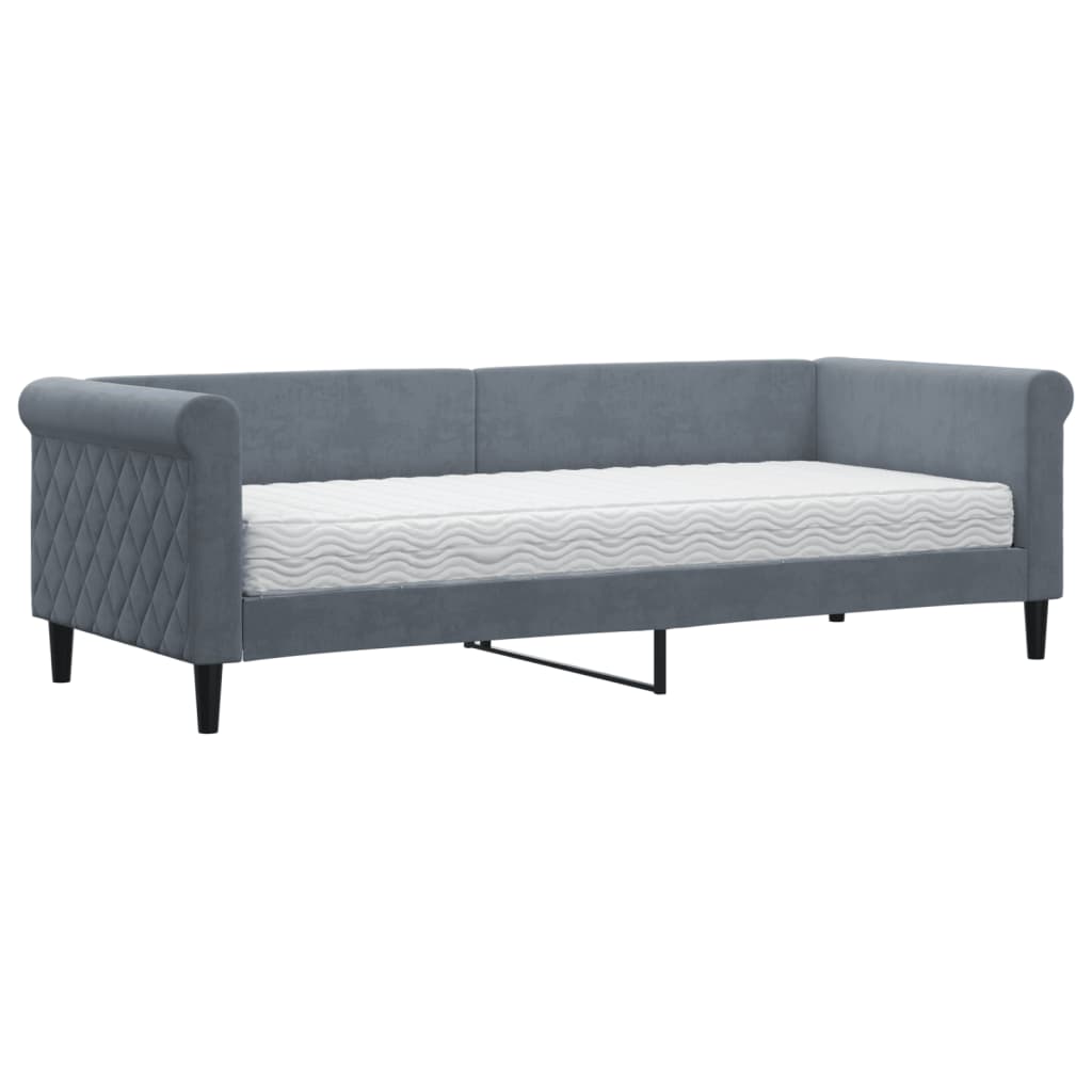 Vidaxl Sofa Z Materacem Do Spania, Ciemnoszara, 80X200 Cm, Aksamit