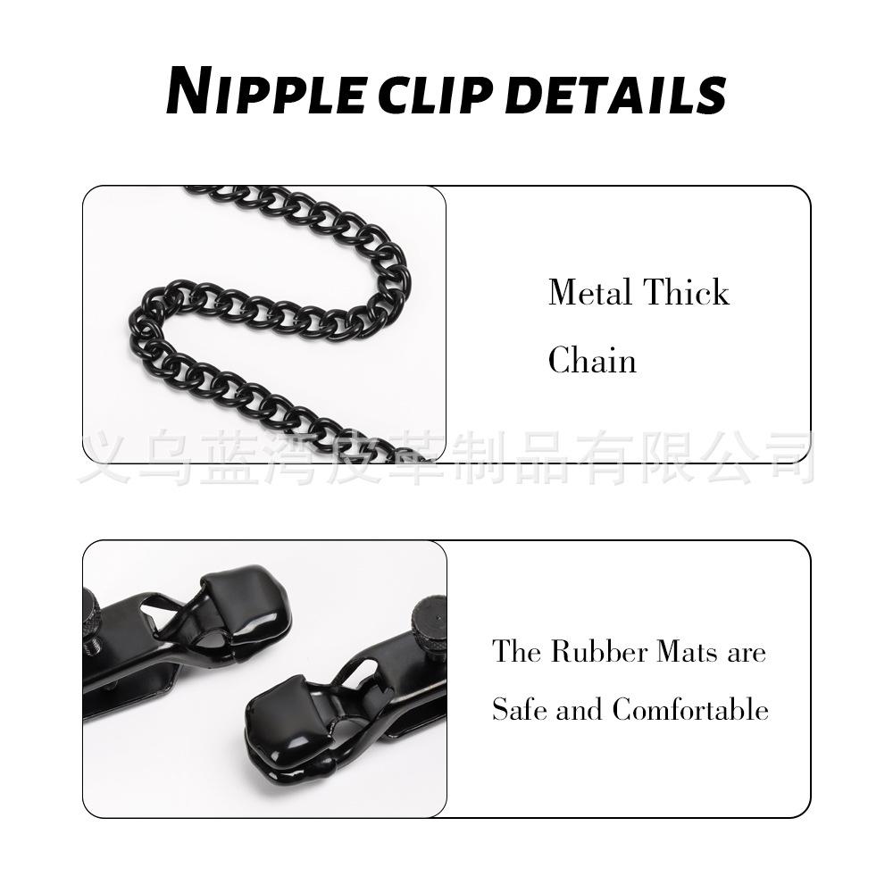 Nipple Clamp with Thick Chain Adjustable Metal Nipple Clip Non-piercing Breast ClipAdult Sex Toys for Women and Couple Pleasure