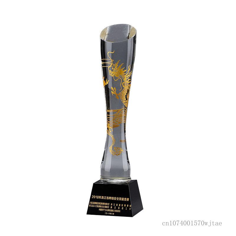 Crystal Base Trophy, Creative, Transparent, Trophy, Lettering, Award, Commemorative Gift, Home Decor, Black
