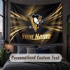 Custom Name Text Tapestry,Pittsburgh Penguins Decorative Wall Hanging, Background Tapestry For Home Bedroom