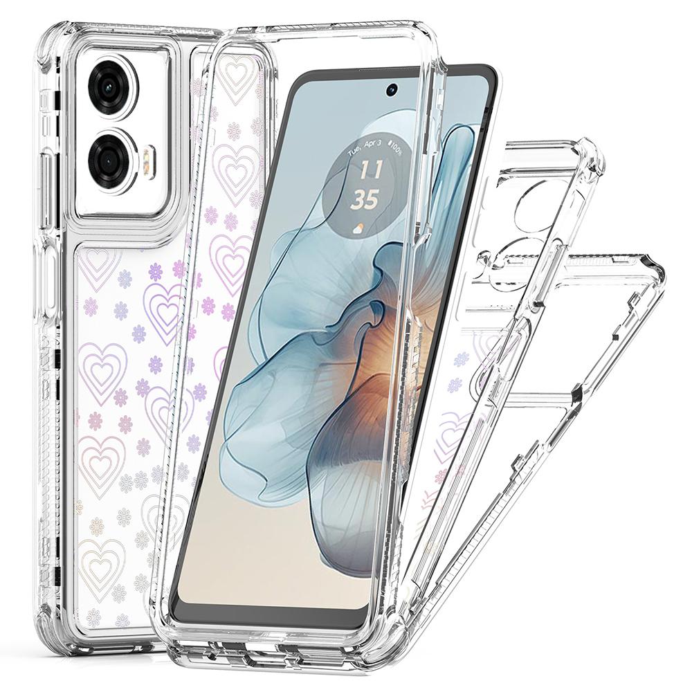 For Motorola Moto G24 Power Case Precise Cutouts Acrylic TPU Clear Phone Cover with Laser-printed Film