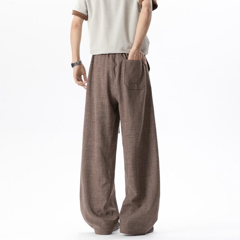 Men Summer Thin Linen Like Loose Wide Leg Casual Pants