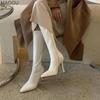 Pointed Toe Elegant Women's High Boots Side Zipper Brown Long Boots for Women Fashion Botas Mujer Knee-High Shoes Bottes Femmes