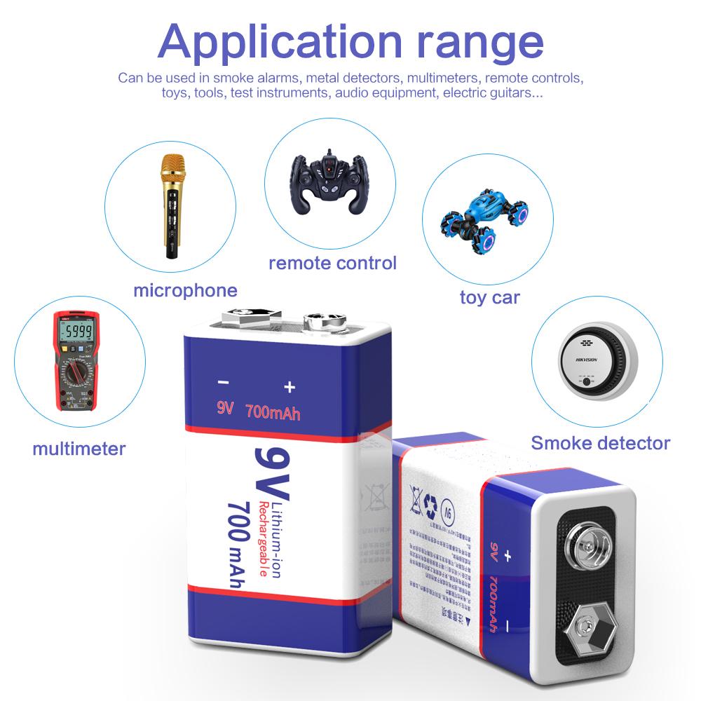 USB-Ladegerät 9 Volt Li-Ionen-Akku 6F22 9 V LiIon Lithium-Batterie für RC-Helikopter-Modell Mikrofon Spielzeug Metalldetektor Batterie