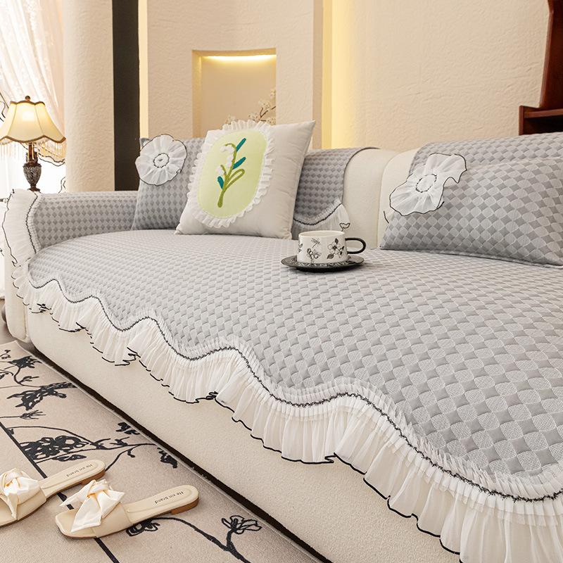 

French Light Luxury Special-Shaped Mat Sofa Cushion Summer Sofa Cushion Summer New Cool Non-Slip Cover Towel 70*70cm