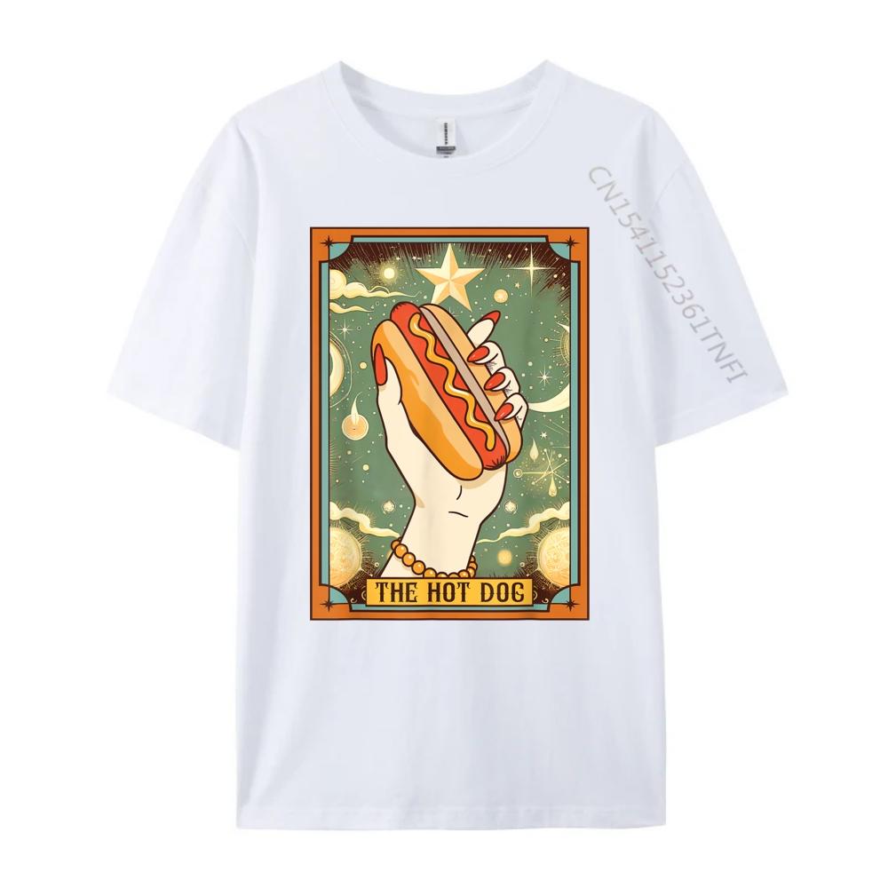Hot Dog Bun Lover Foodie Food Lover The Hot Dog Tarot Card Camisetas Durable and Wearresistant Vintage T Shirts Party