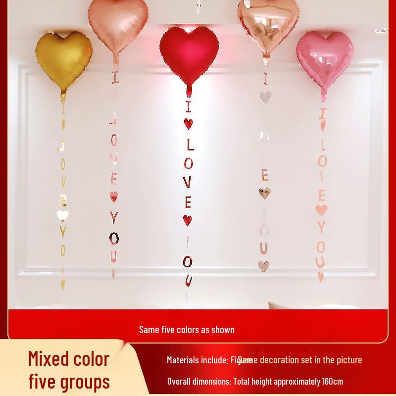 Honeymoon Love Heart Balloon Ceiling Set for Wedding and Bedroom Decor