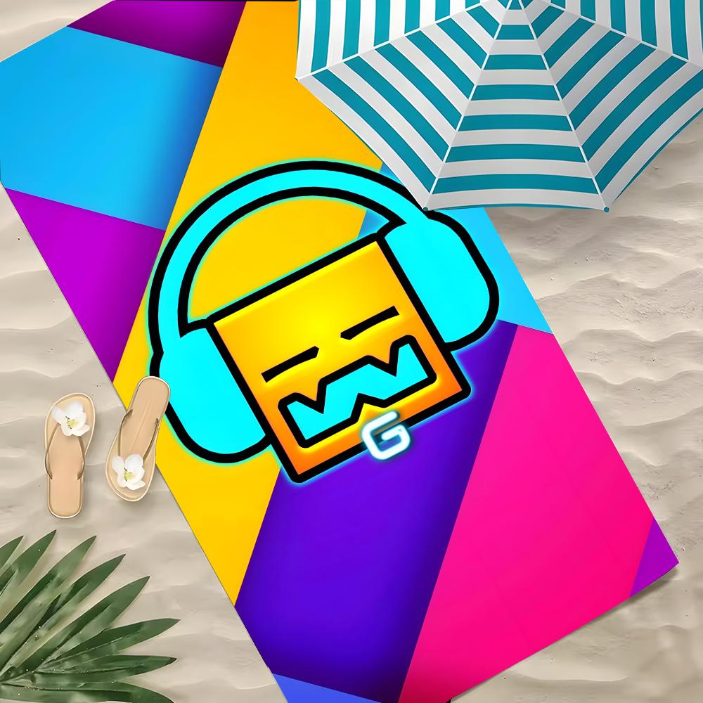 G-Geometry Dash Robtop Games Handtuch Polyester Strandtuch Schnelltrocknend Sandfrei Badetuch Für Sommer Pool Reise Urlaub