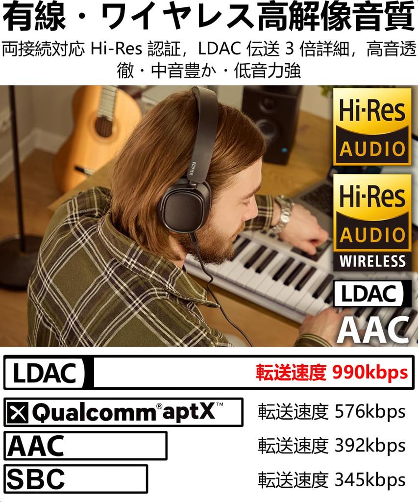 Edifier ES850NB Bluetooth Wireless Headphones Noise Cancelling Hi-Res Audio LDAC AAC Wired Wireless Dual Use Spatial Audio Ambient Sound One-Touch