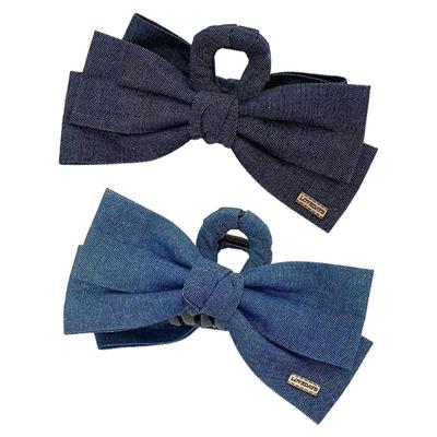 Stilvolle blaue Jeans Schleifen Haarspange für Frauen Mädchen Sicherer Halt Haarnadel Haaraccessoire Mode Pferdeschwanzhalter