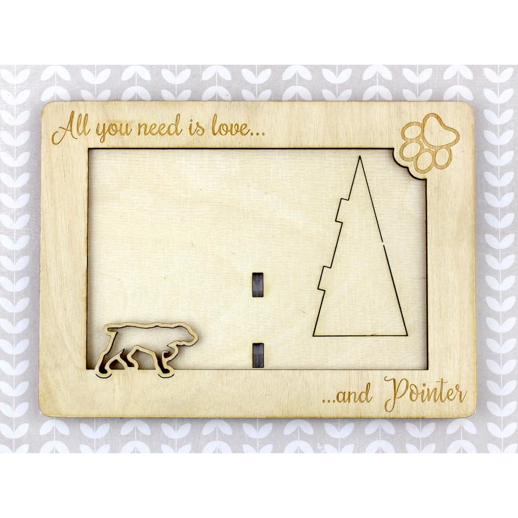 English Pointer - Photo frame, engraved wooden frame, a lovely gadget for the dog lover by Art-Dog