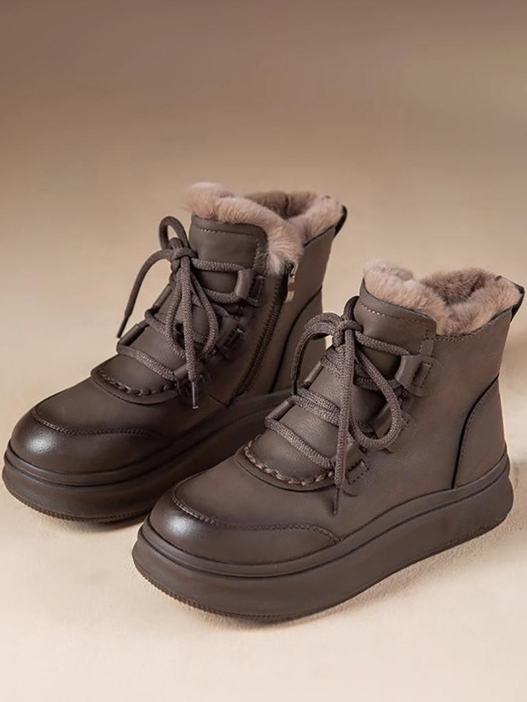 Buty Bawełniane, Wodoodporne Śniegowce z Futerkiem, Grube Podeszwy Kostki dla Średniego Wieku, Buty Damskie