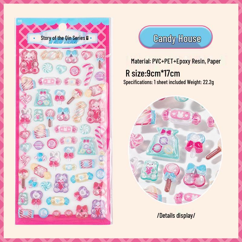 Yuxian 3D Embossed Dream Story Stickers: Soft, Cute DIY Phone Case and Journal Accessories.