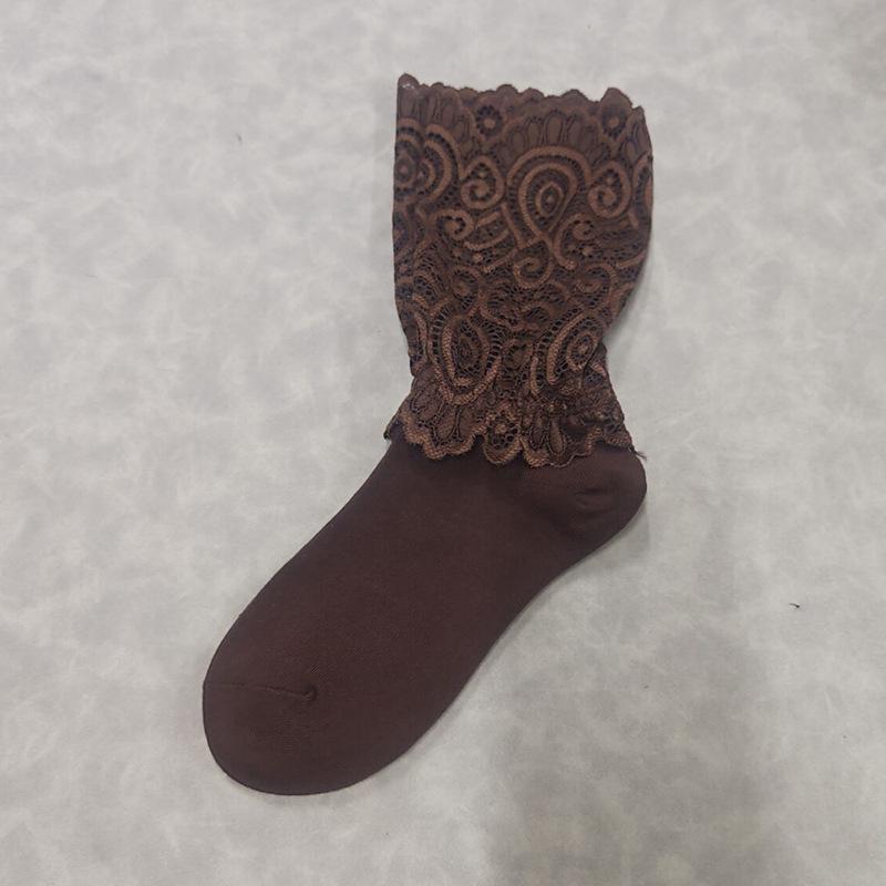 Korean Style Women's Autumn/Winter Lace Edge Mid-Calf Lolita Socks