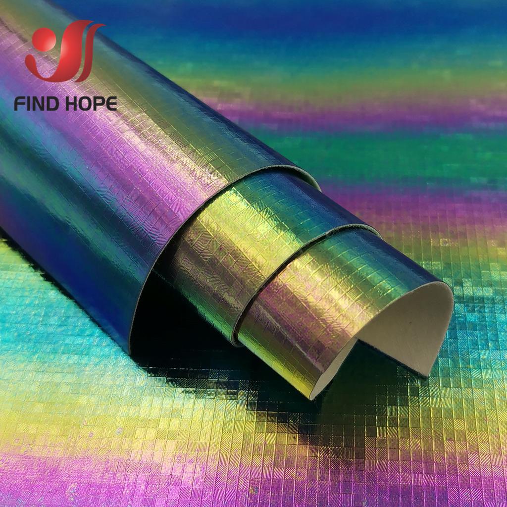 A5 A4 Laser Hologram Iridescent PU Faux Leather Sewing Fabric MOSAIC Hightlight Gradient Handmade Bow Shoes Craft DIY Material