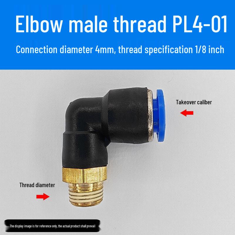 Trachea Connector PC8-02 Male Thread Quick Elbow Insert Pneumatic Throttle Valve