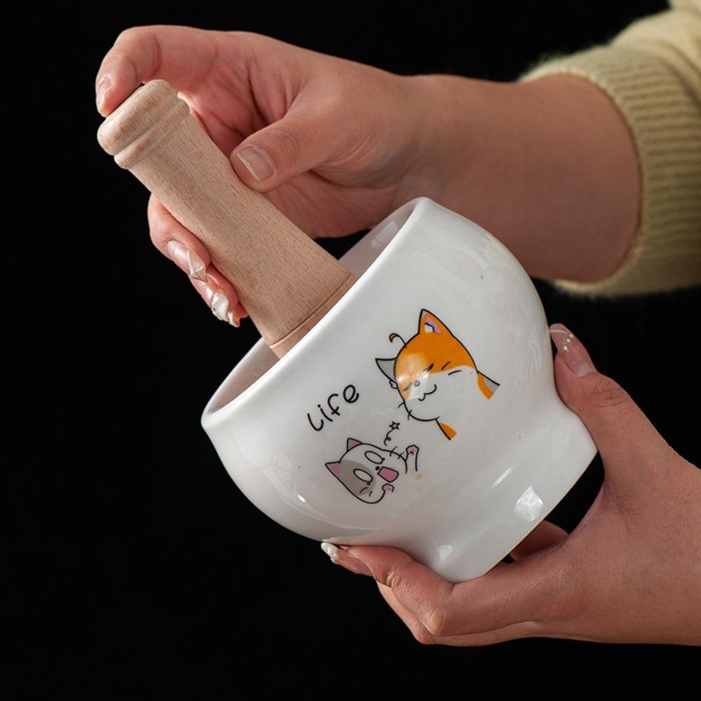 Cartoon Garlic Masher Ceramics Spices Mill Kitchen Gadgets Pounding Garlic Jar  Seasoning