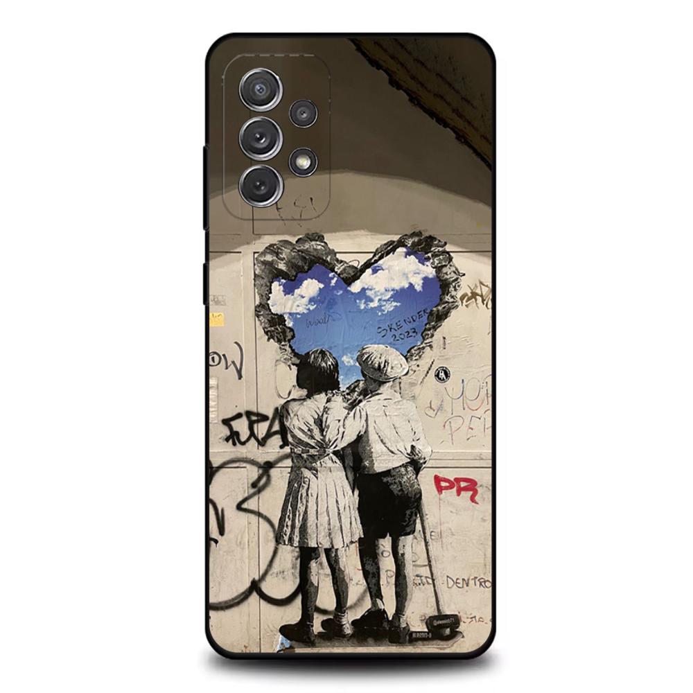Street Art Banksy Graffiti Phone Case For Samsung S25,S24,S21,S22,S23,S30,Ultra,S20,Plus,Fe,Lite,Note,10,9,5G Black Cover
