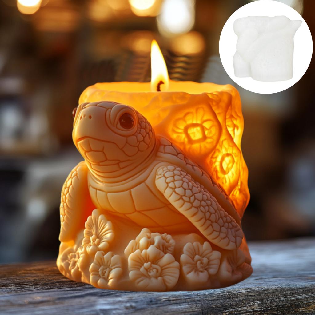 DIY Schildkröte Relief zylindrische Kerze Silikonform Schildkröte Blume Relief Harzform Schildkröte Bär Kaninchen Pinguin Gipsformen