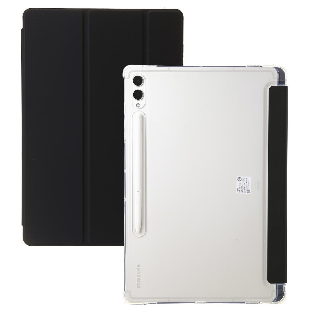 Pro Samsung Galaxy Tab S10+ Pouzdro Skládací Stojan Kůže+TPU+Akryl Průhledná Zadní Strana Kryt na Tablet