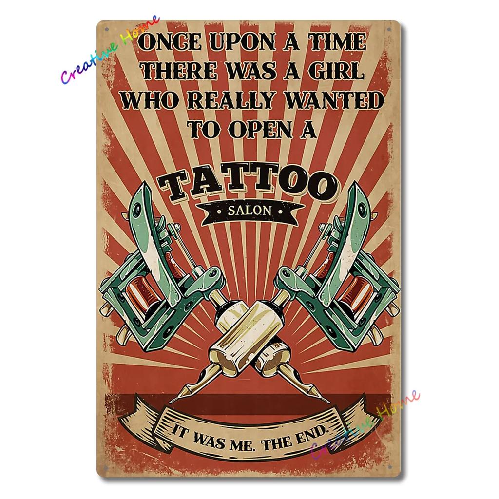 Vintage Poster Tattoo Studio Name Of Company Tin Sign Metal Plaque Shop Bar Pub Coffee Shop Wall Decoration Vintage Metal Plate