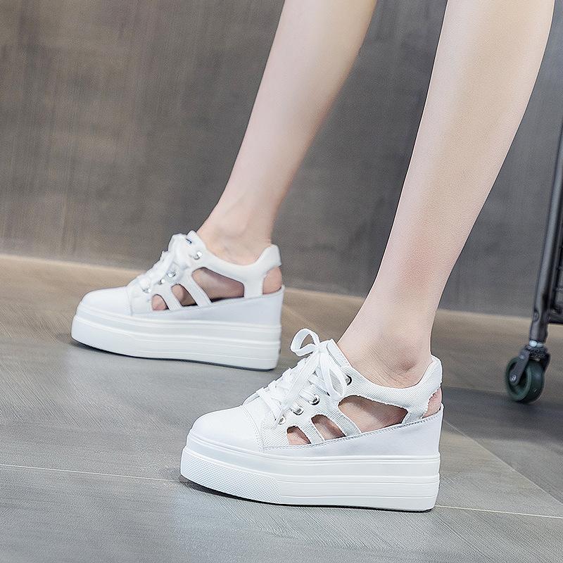 Shoes women's summer 2025 platform sandals women's casual muffin inner height increase women's shoes hollow breathable Korean version fashion