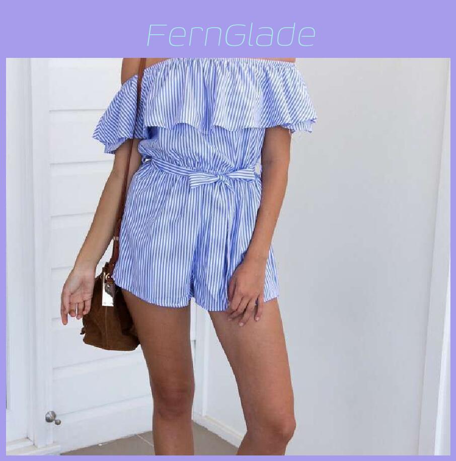 Striped Summer Women Casual Playsuit Stylish Ladies Jumpsuit For Beach Days