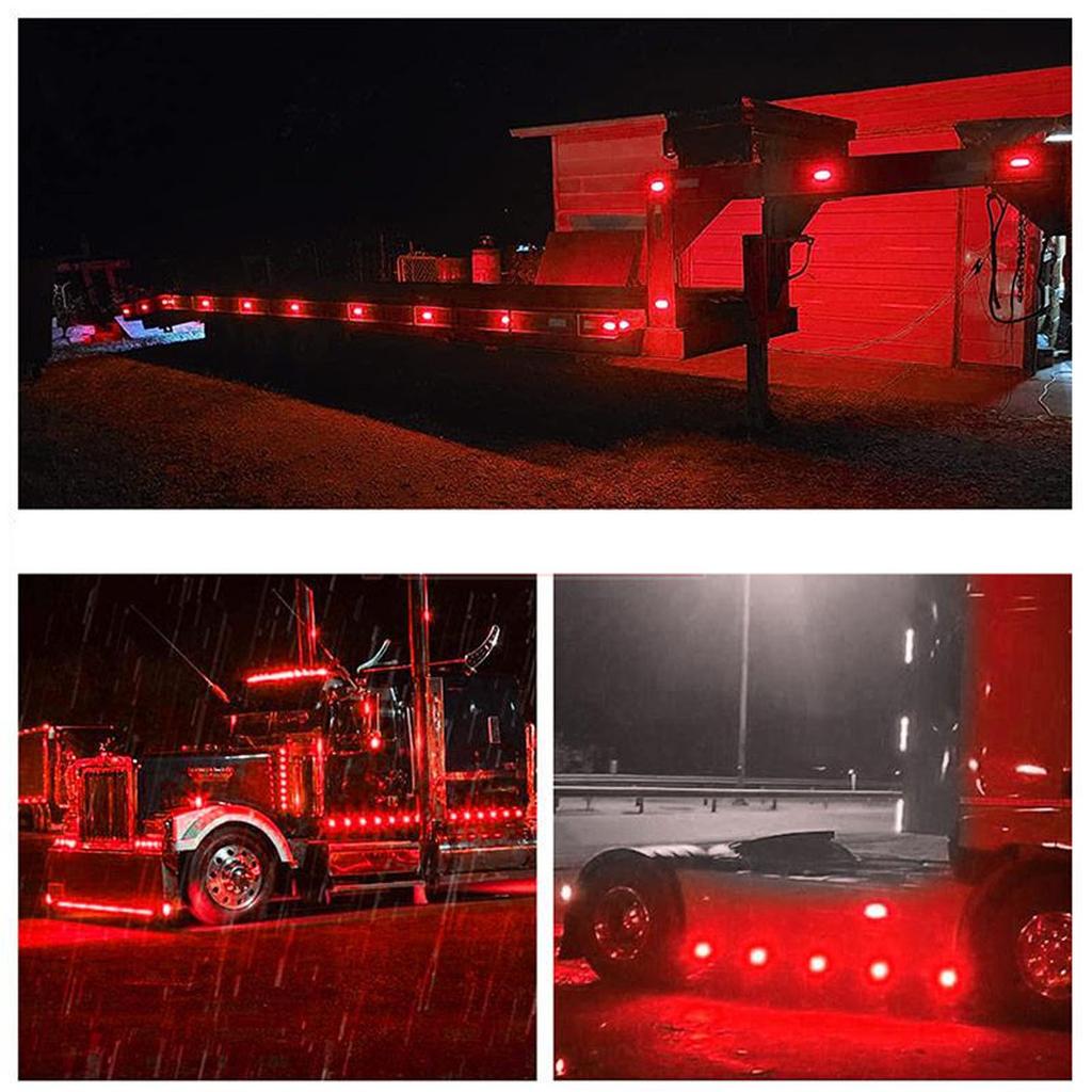 4Pcs Truck Side Lights High Brightness 3000K IP65 Waterproof LEDs Easy Installation Truck Emergency Flash Light 12‑24V