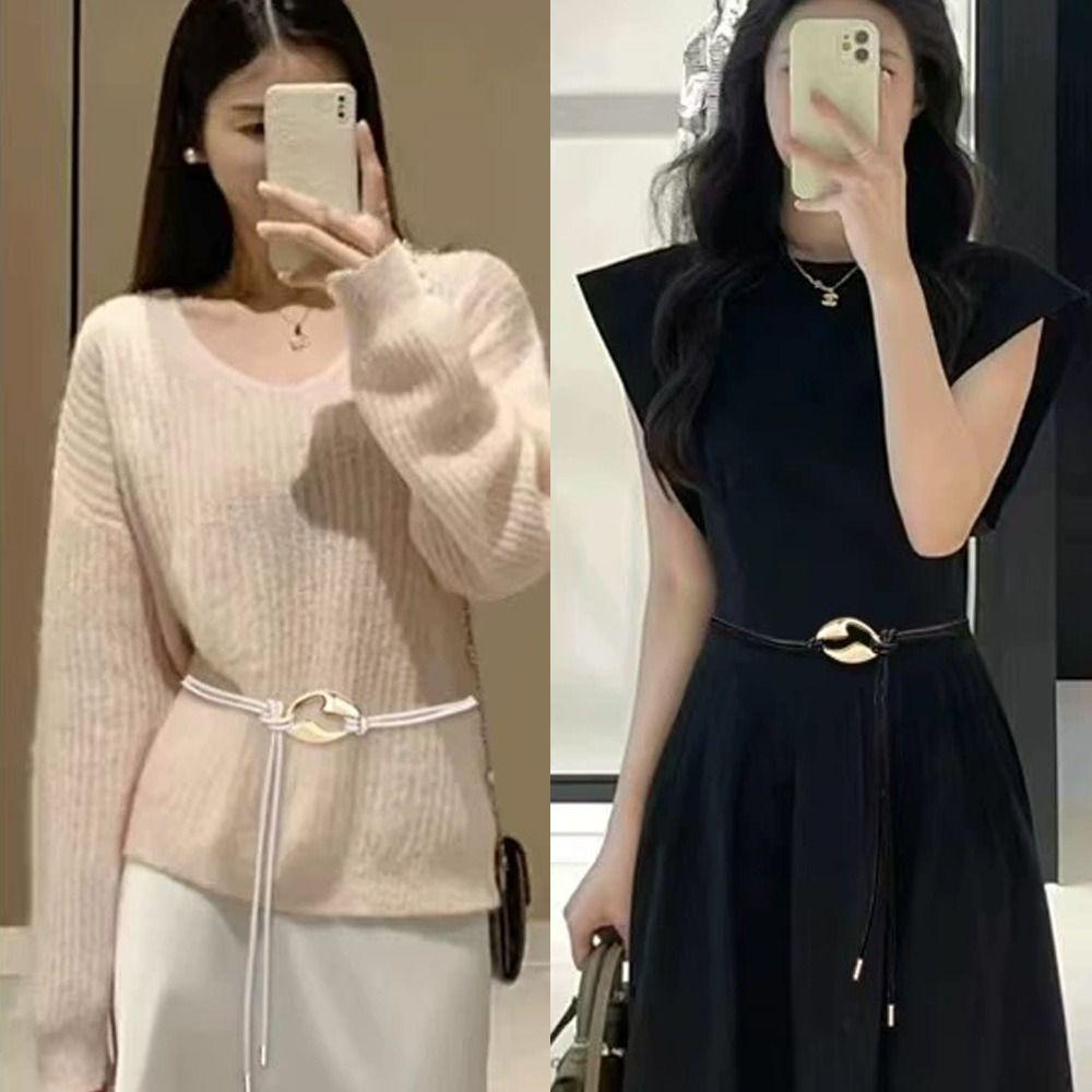 PU Leather Slim Waist Rope Metal Buckle Thin Waistband Bohemian Belts  For Skirts Dress Top Clothes