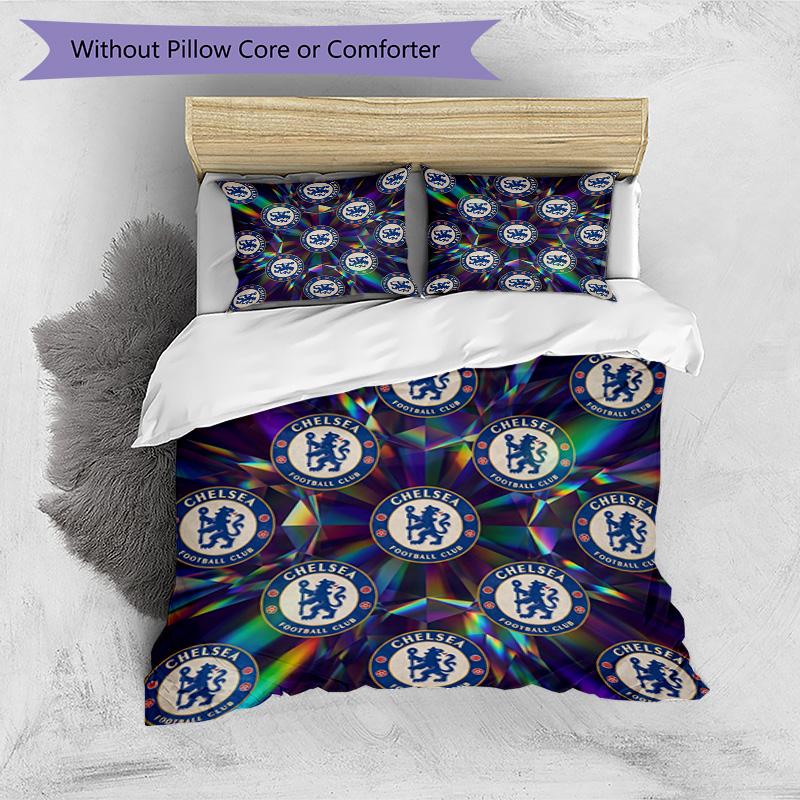 Chelsea FC Pattern Printed 3PCS Bedding Set Soft Skin-Friendly Washable Duvet Cover & Pillowcases Set All Season Bedroom