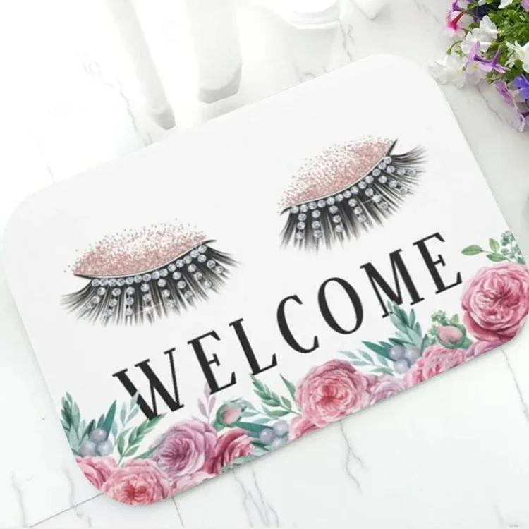 Fashion Rose Gold EyeLash Welcome Mat Bedroom Hallway Entrance Floor Mats Carpet for Living Room Soft Anti-slip Area Floor Rugs