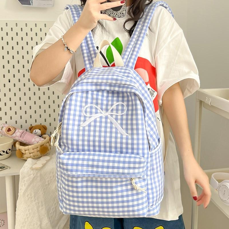 School bag women's summer small fresh ins style bow fashionable and simple junior high school students class travel backpack