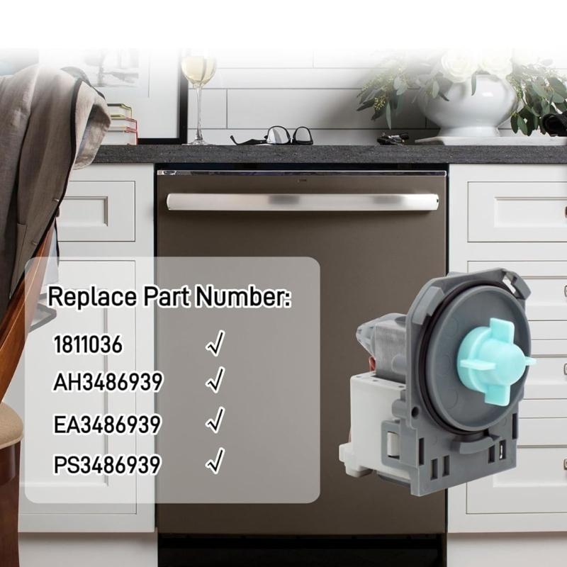 WD26X10049 Dishwasher Drain Pump Assembly Replacement Part for Fast Water Removal And Dry Dishes Easy Installation