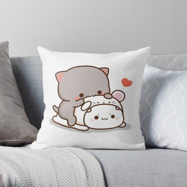 Mochi Peach Cat Print Pillowcase Anime Decorative Pillow Pillowcase Cover Mocha Cushion Cover Cartoon Pillow