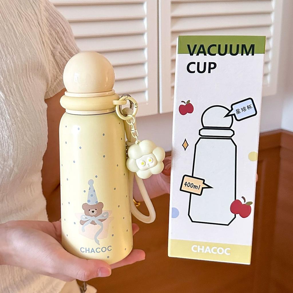 Exquisite cartoon gift thermos cup ins female high-value student 316 stainless steel portable straw double drinking cup