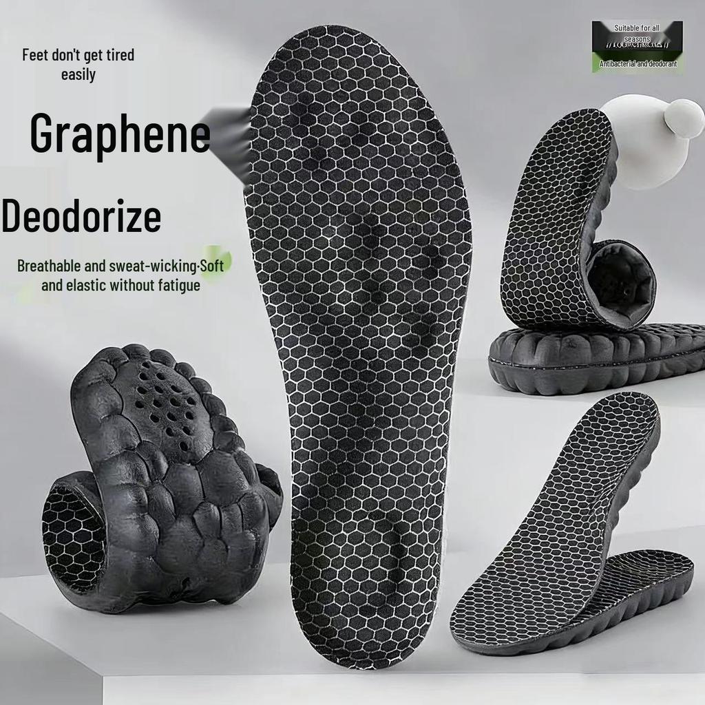 Ultra-Thick Graphene Arch Support Insoles: Anti-Odor, Antibacterial, Breathable for Flat Feet & Long Standing Comfort.