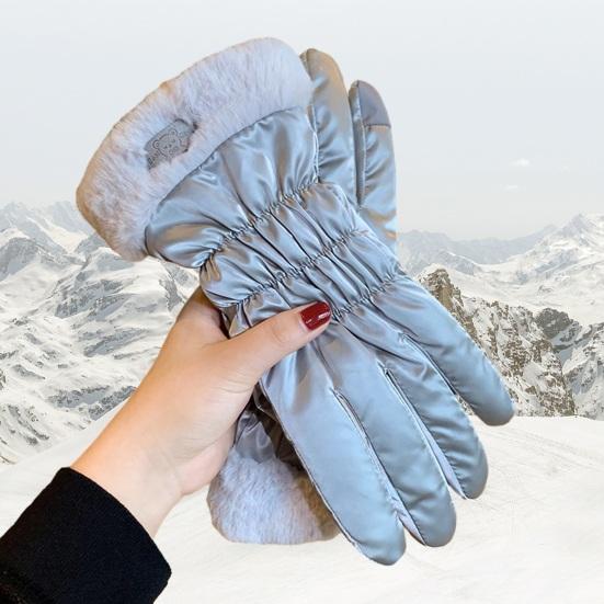 1 paire de gants d'hiver doublure en peluche épaisse coupe-vent chaud résistant au froid cinq doigts écran tactile imperméable anti-dérapant doux dame gants de cyclisme d'équitation