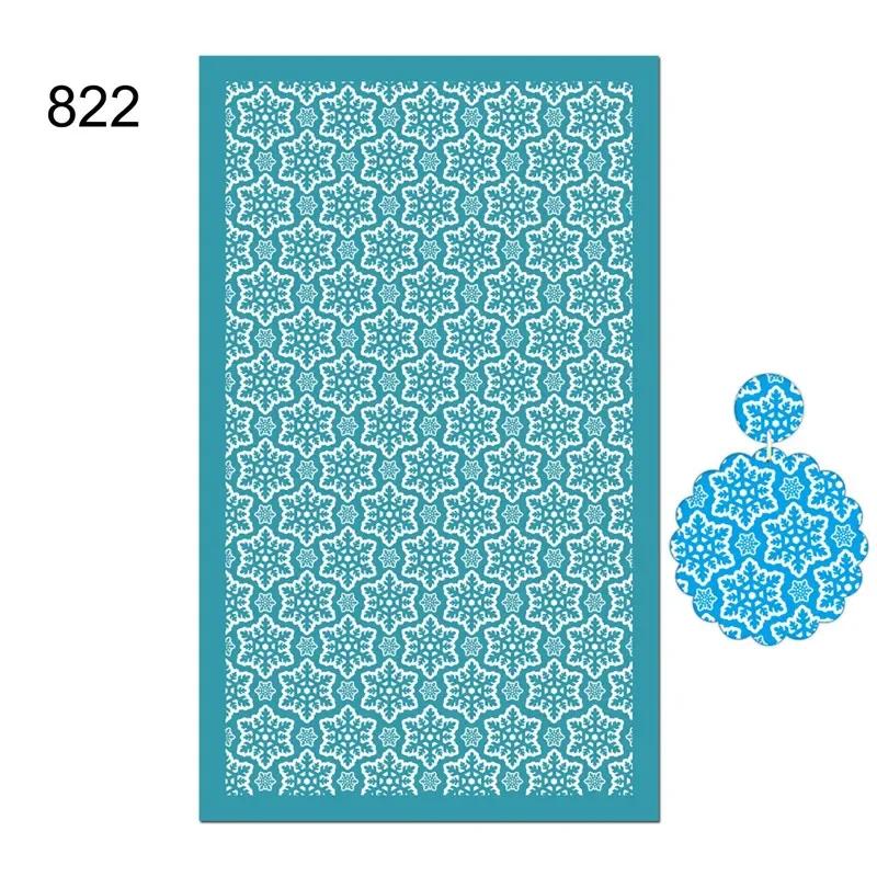 New Self-Adhesive Silk Screen Stencils for Polymer Clay Leaf Flower Decor Reusable Mesh Transfer Printing Earring Jewelry Making