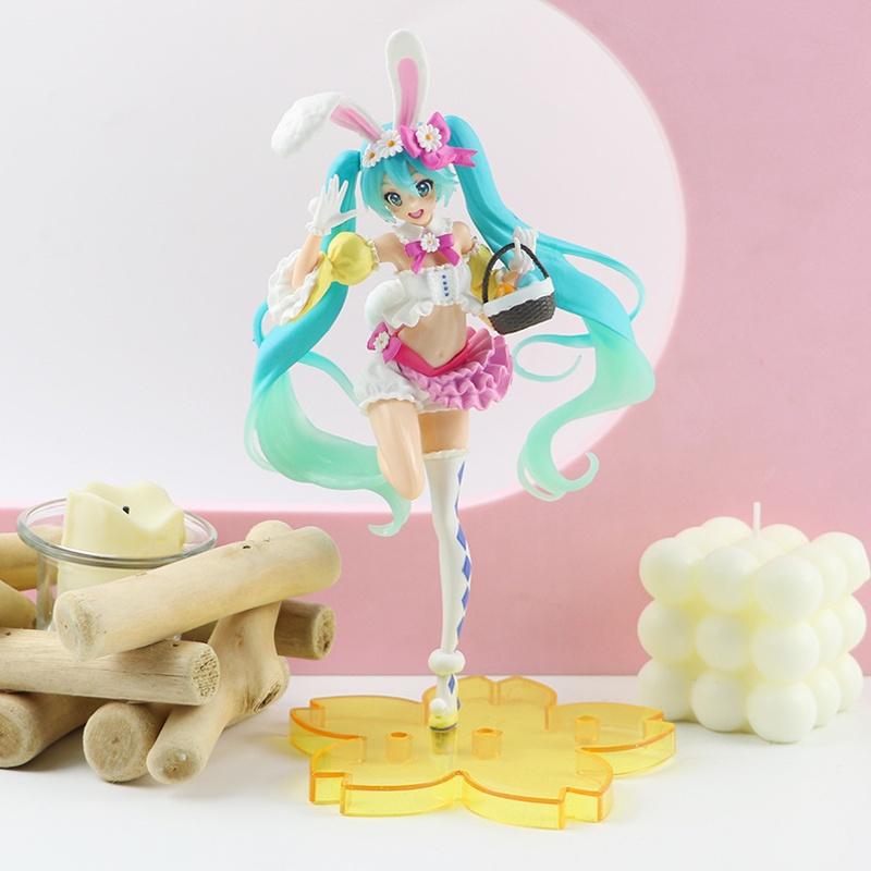Hatsune Miku Figure Rabbit Ears Spring Ver. Pink Pvc Ornament Gift Collectible 23cm